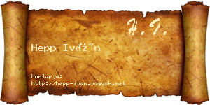 Hepp Iván névjegykártya